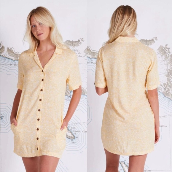 Salty Crew Dresses & Skirts - Salty Crew Seafarer Floral Button Up Dress Dusty Gold Small